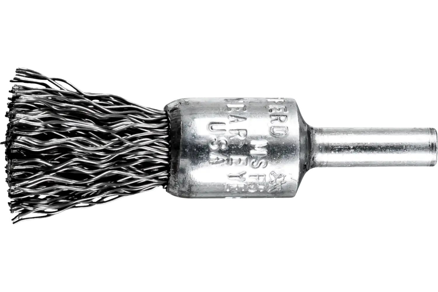 Show details for Pferd Crimped Wire End Brush 1/2" Dia. .020 Carbon Steel 1/4" Shank Retail Picture of Pferd Crimped Wire End Brush 1/2" Dia. .020 Carbon Steel 1/4" Shank Retail